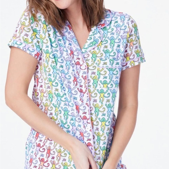 NEW Roller Rabbit Disco Monkey Rainbow Polo Pajamas PJ Shorts Set - Picture 2 of 5